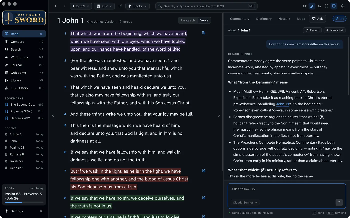 Ask comparing the commentators on 1 John 1:1