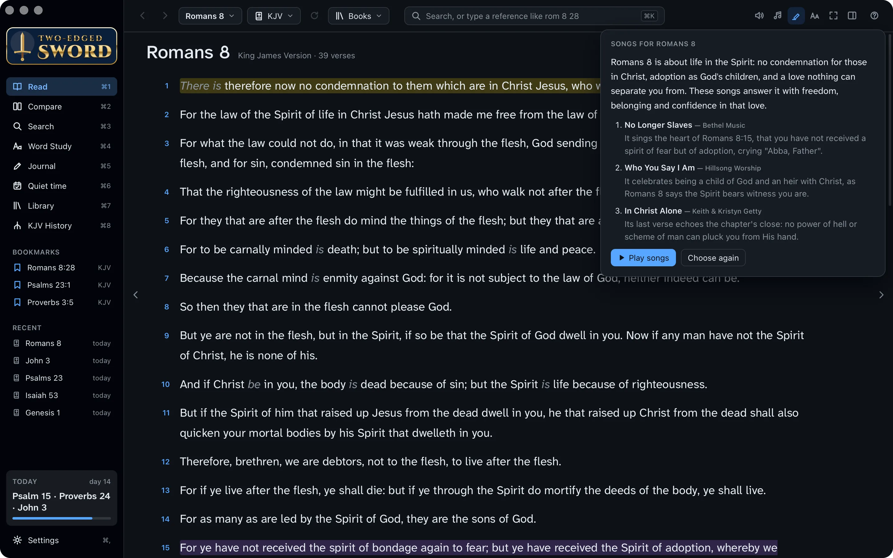 Songs for Romans 8: what the chapter is about, and why each song suits it