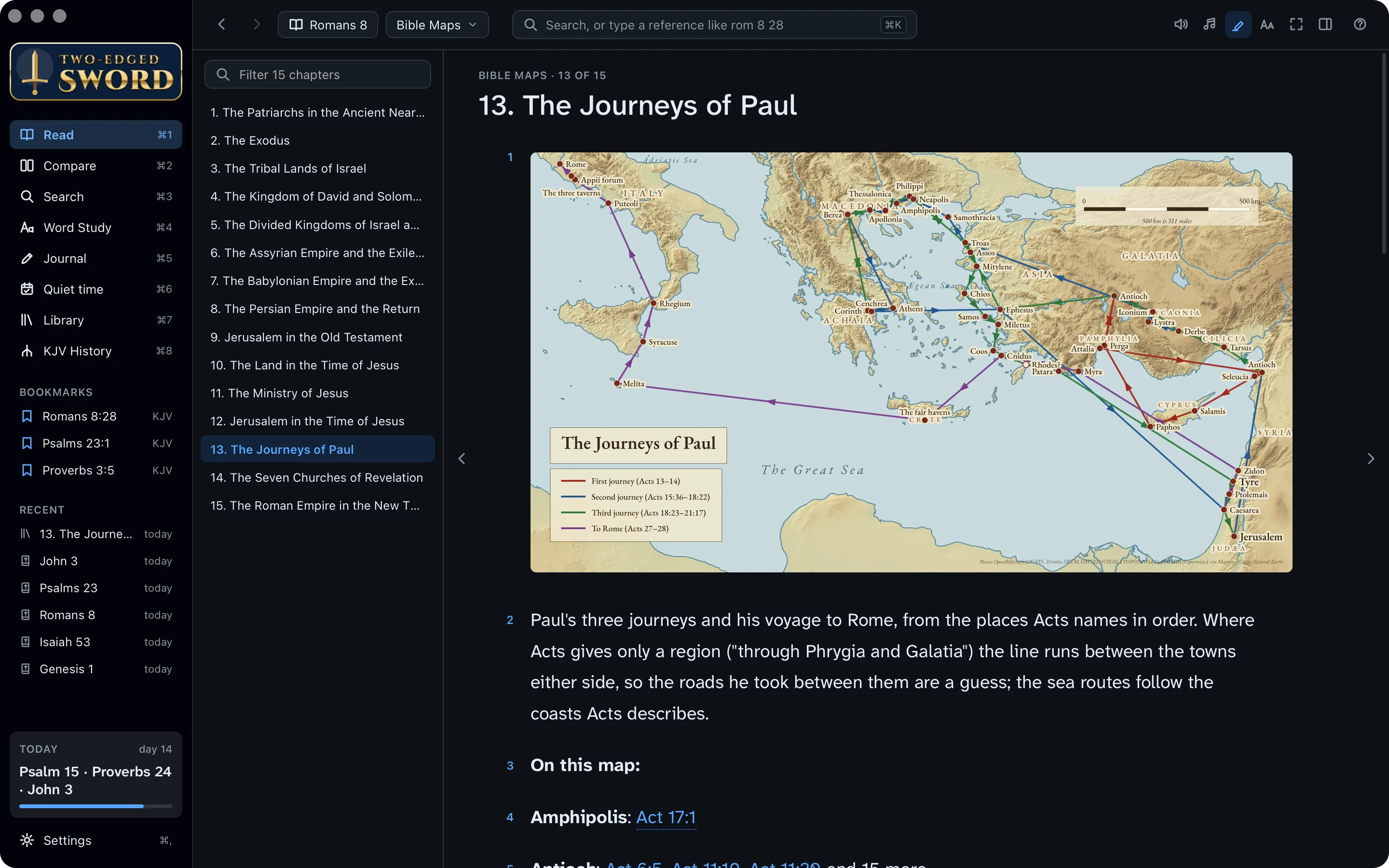 Bible Maps open at The Journeys of Paul